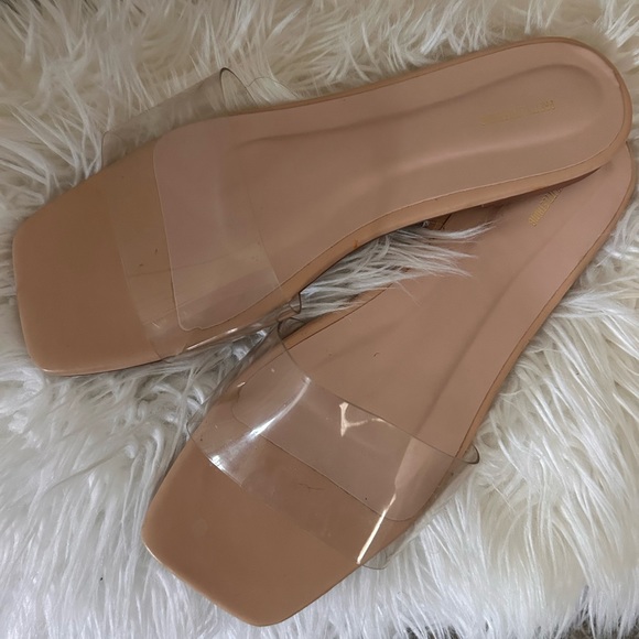 PLT 🩷 Nude Pu Clear Strap Mule Sandals - Picture 8 of 11